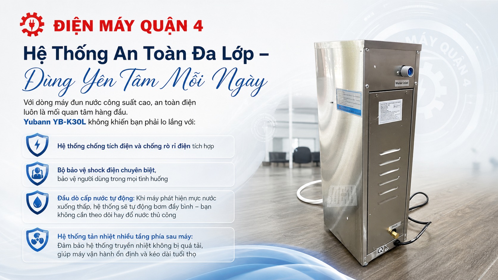 Ảnh minh họa Máy đun nước nóng tự động Yubann YB-K30L 2