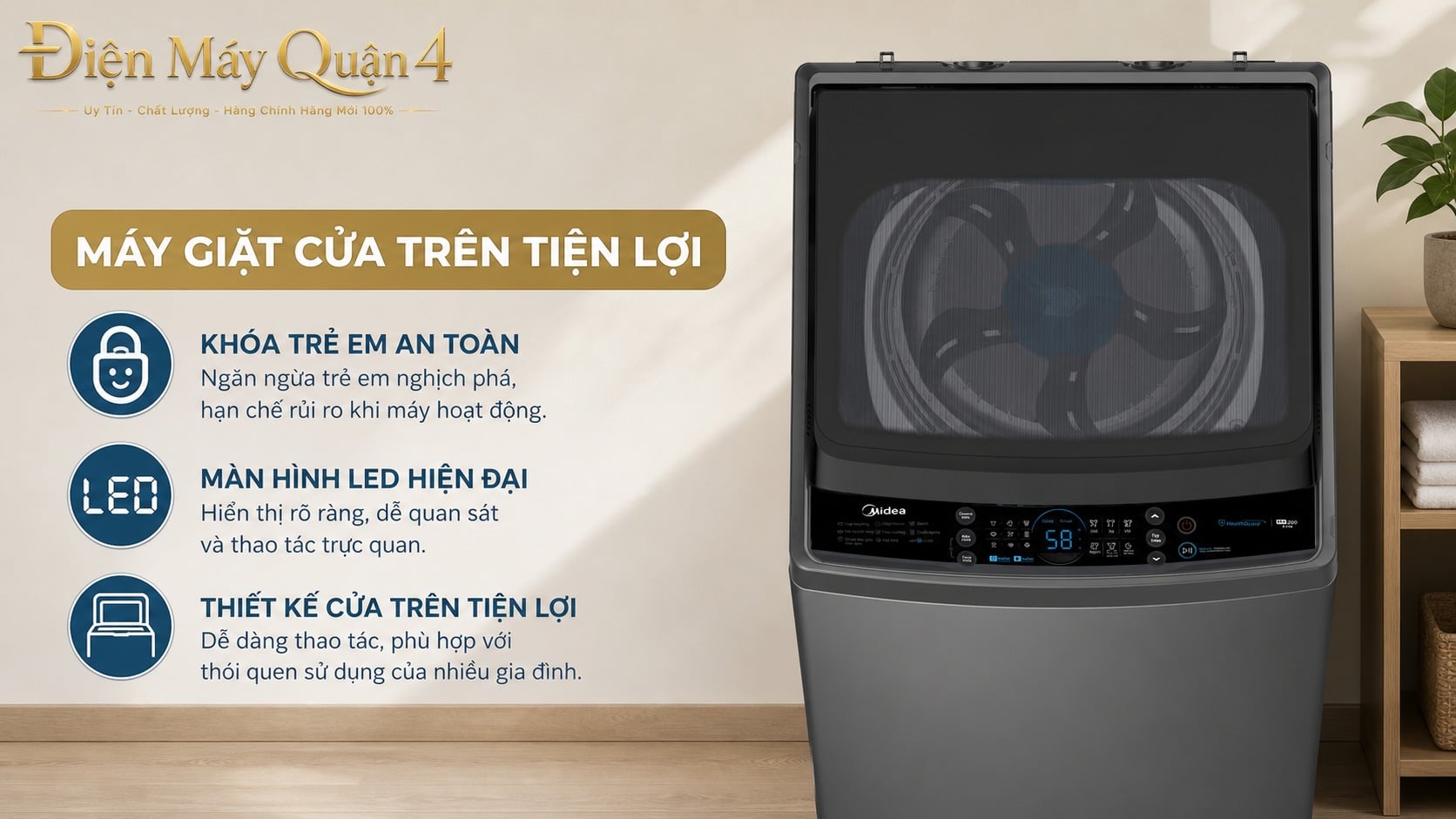 Ảnh minh họa Máy giặt cửa trên Midea 8.5kg MA200W85 1