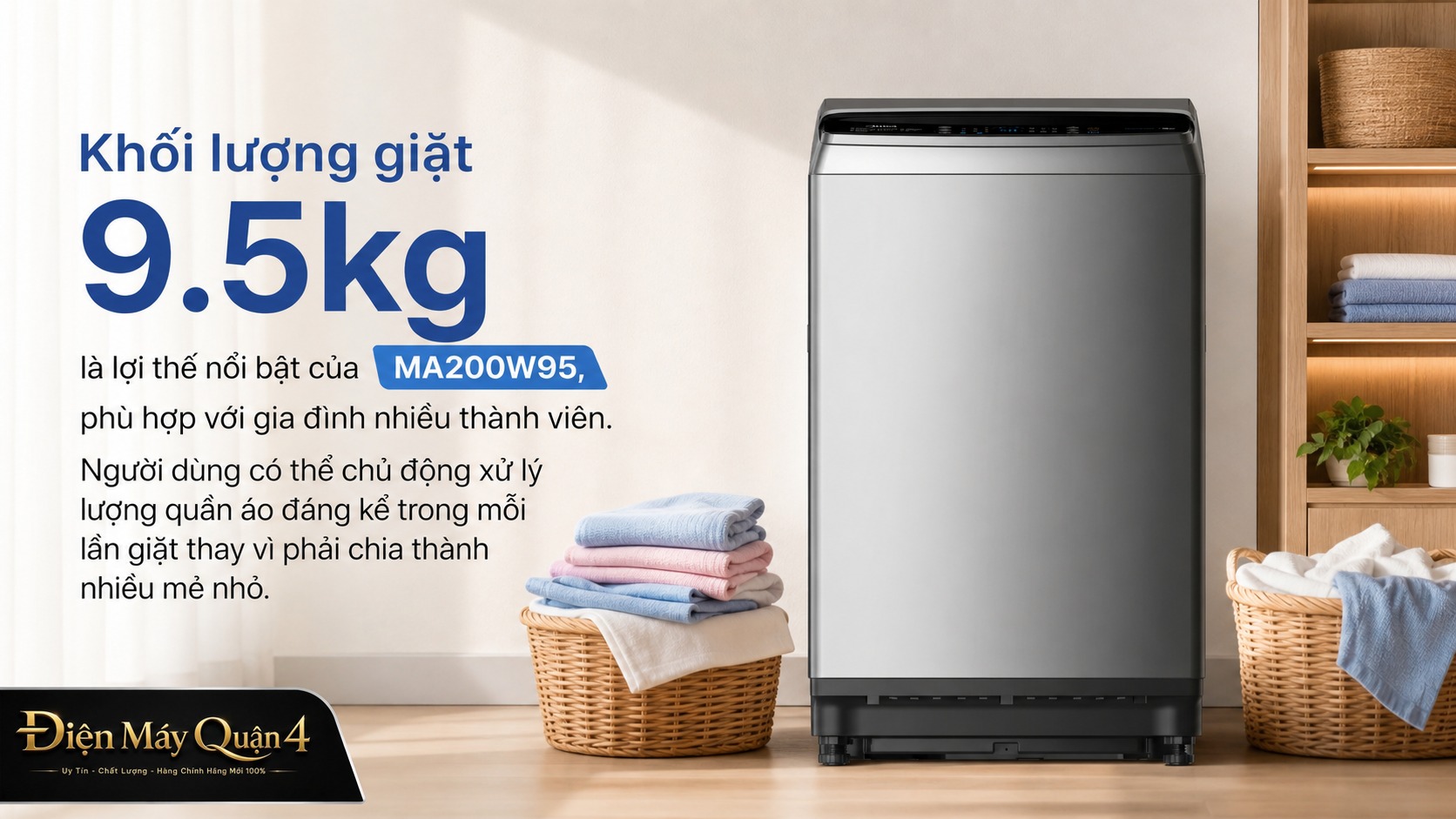 Ảnh minh họa Máy giặt cửa trên Midea 9.5kg MA200W95 3