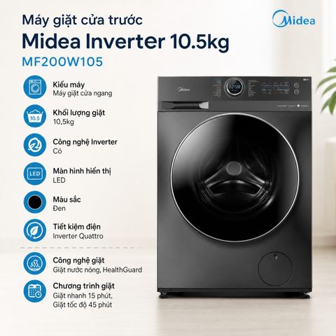 Máy giặt cửa trước Midea Inverter 10.5kg MF200W105