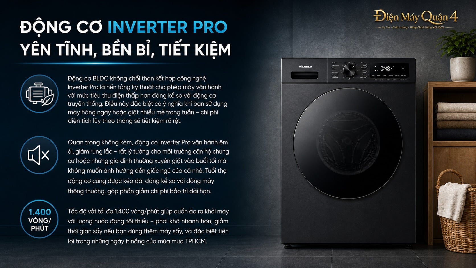 Ảnh minh họa Máy giặt Hisense Inverter 12 Kg WF120I142VKL 1