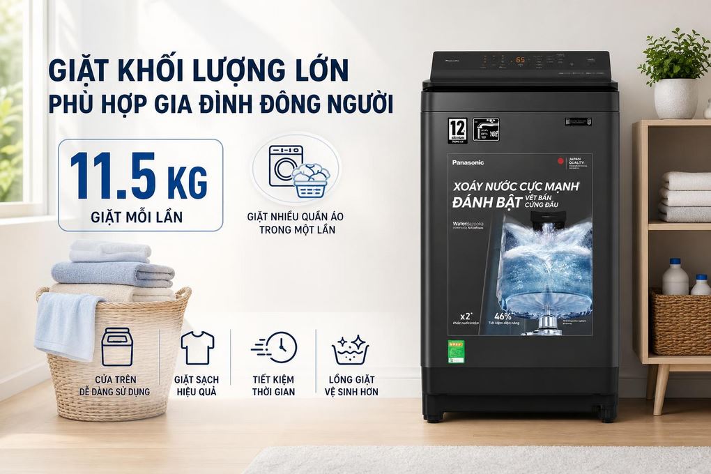 Ảnh minh họa Máy giặt Panasonic Inverter 11.5 kg NA-FJ115X1BV 3