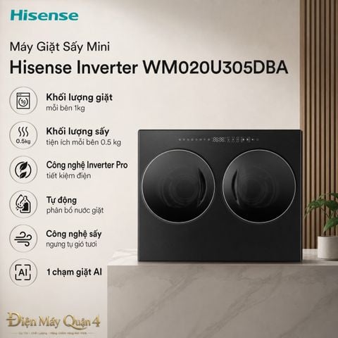 Máy Giặt Sấy Mini Hisense Inverter WM020U305DBA