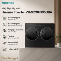  Máy Giặt Sấy Mini Hisense Inverter WM020U305DBA 