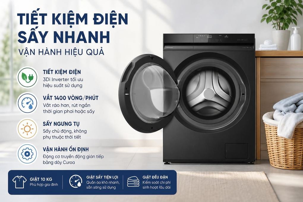 Ảnh minh họa Máy giặt sấy Panasonic Inverter giặt 10 kg - sấy 7 kg NA-S20DG1BVT 1
