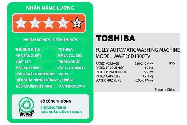 Ảnh minh họa Máy giặt Toshiba Inverter 12 kg AW-T26D1300TV (MG) 1