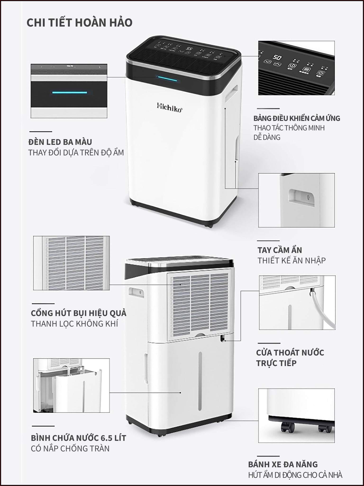 Ảnh minh họa Máy hút ẩm hichiko 25L HC25-DH001 chính hãng 1
