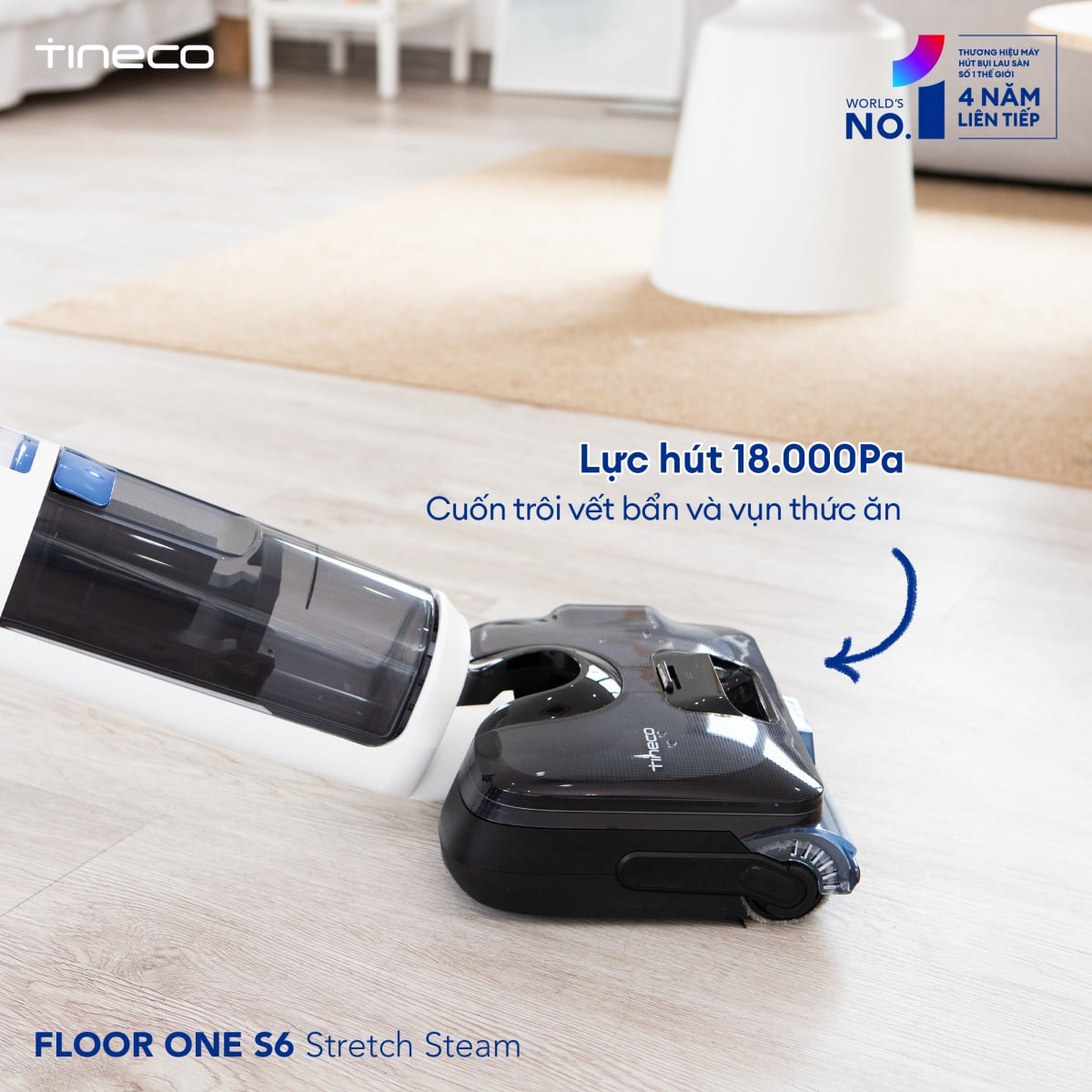 Ảnh minh họa Máy hút bụi lau nhà Tineco S6 Stretch Steam | Lực hút 18.000 Pa 2