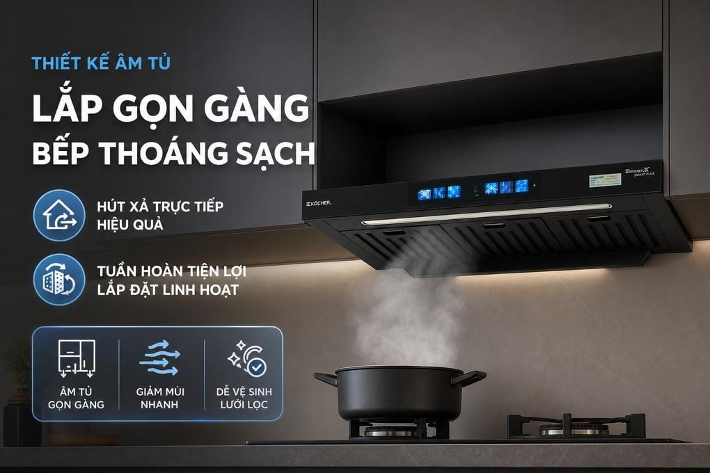 Ảnh minh họa Máy hút mùi âm tủ Kocher 3D X3D-350D AUTO CLEAN 1