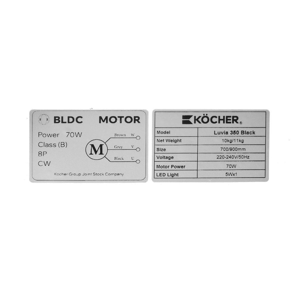 Ảnh minh họa Máy hút mùi áp tường Kocher LUVIA 350 BLACK 1