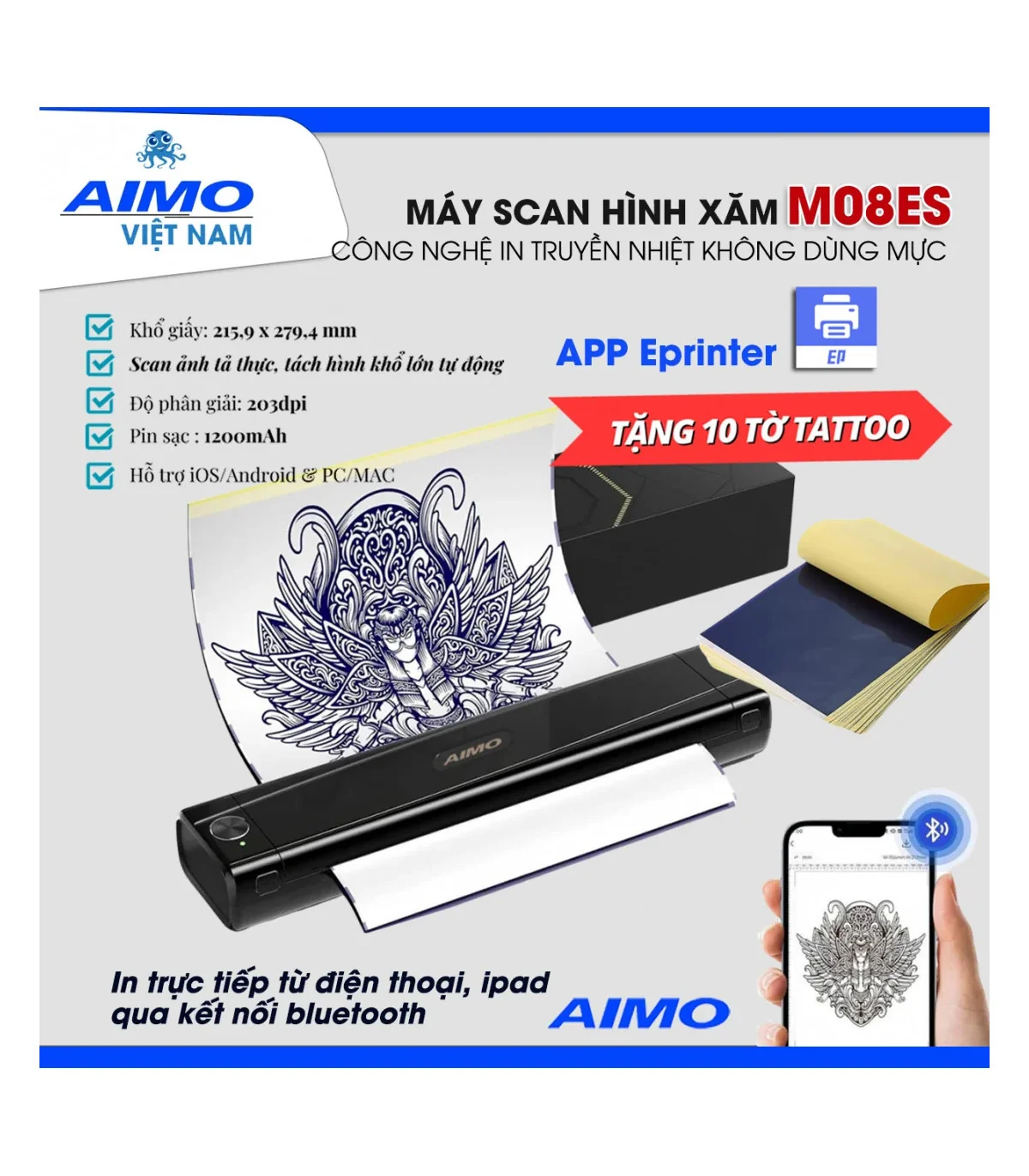 Máy in hình xăm di động M08ES