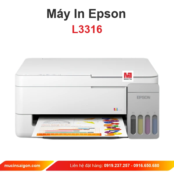 Máy In Phun Màu Epson Ecotank L3316 (A4, In, Scan, Copy, USB)
