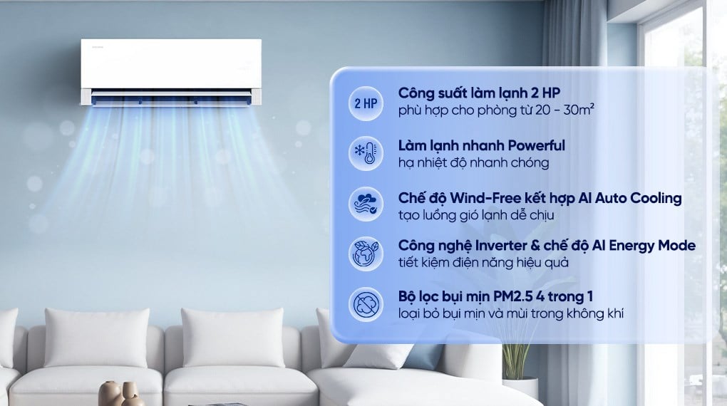 Máy lạnh Samsung Wind-Free Inverter 2 HP AR70H18D1CWNSV
