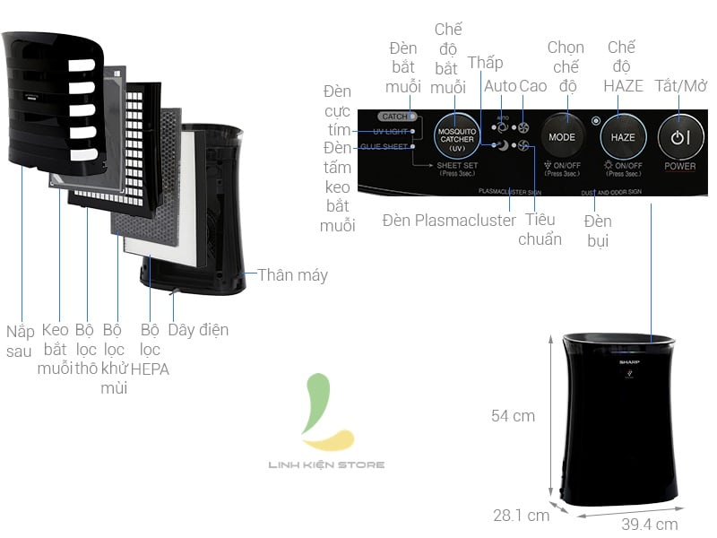 Ảnh minh họa Máy lọc không khí bắt muỗi Sharp FP-GM40E-B 2