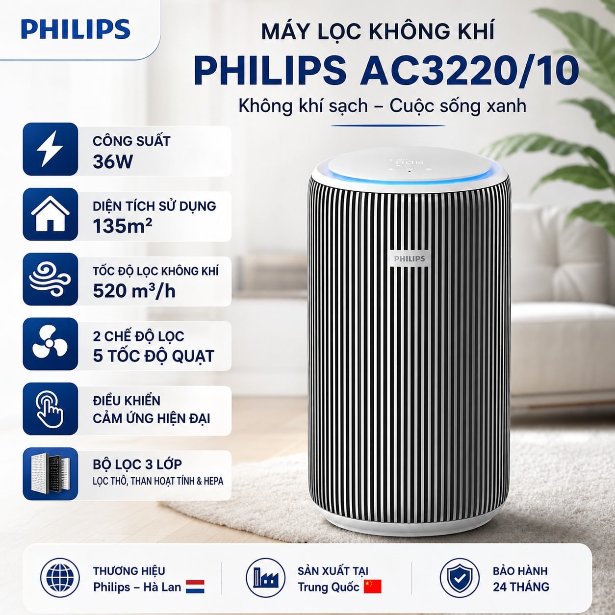 Máy lọc không khí Philips AC3220/10