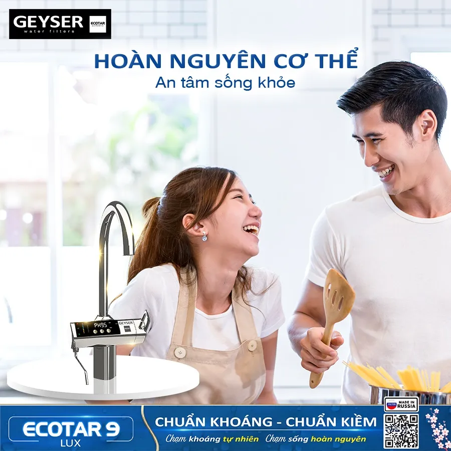 Ảnh minh họa Máy lọc nước ion kiềm giàu hydro Geyser Ecotar 9 Lux 1