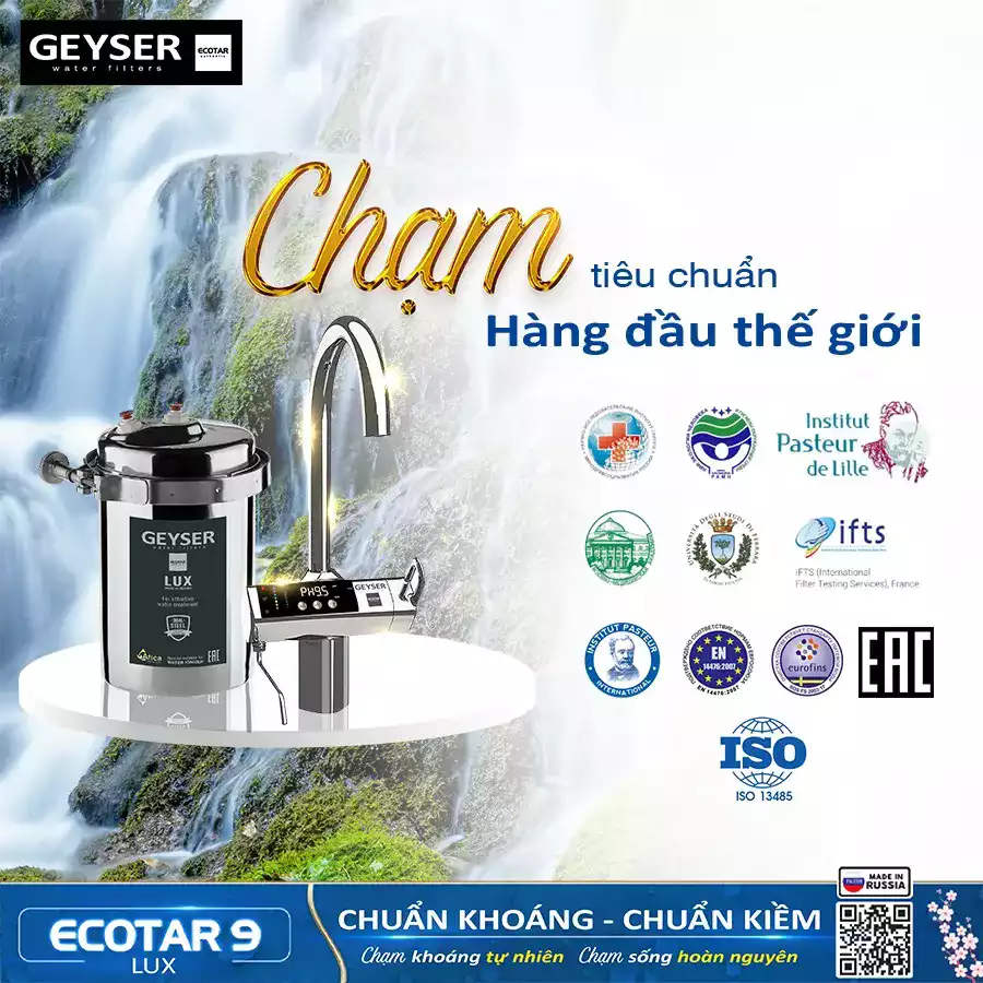 Ảnh minh họa Máy lọc nước ion kiềm giàu hydro Geyser Ecotar 9 Lux 2