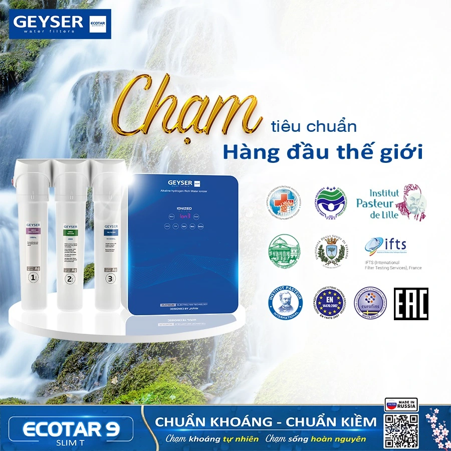 Ảnh minh họa Máy lọc nước ion kiềm giàu hydro Geyser Ecotar 9 Slim T 1