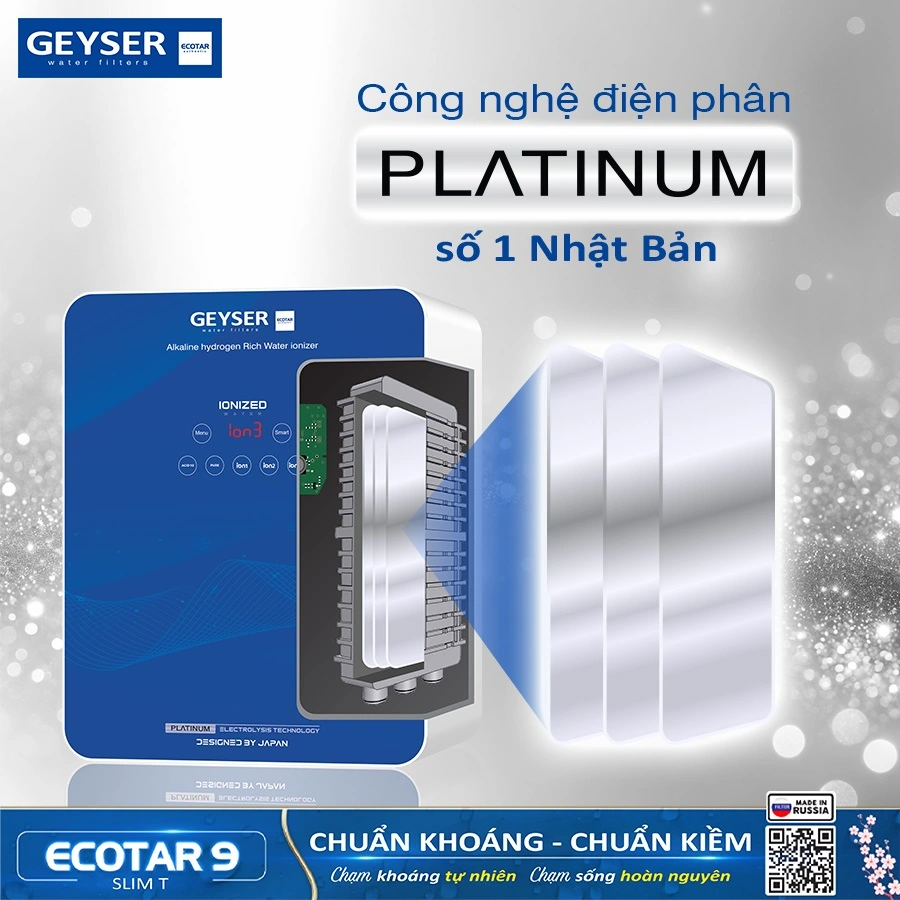 Ảnh minh họa Máy lọc nước ion kiềm giàu hydro Geyser Ecotar 9 Slim T 3