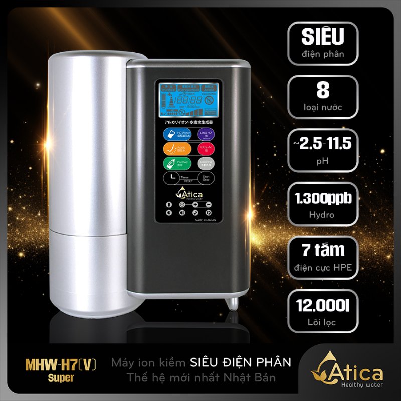 Ảnh minh họa Máy lọc nước ion kiềm Siêu Điện Phân Atica SUPER MHW-H7(V) 1