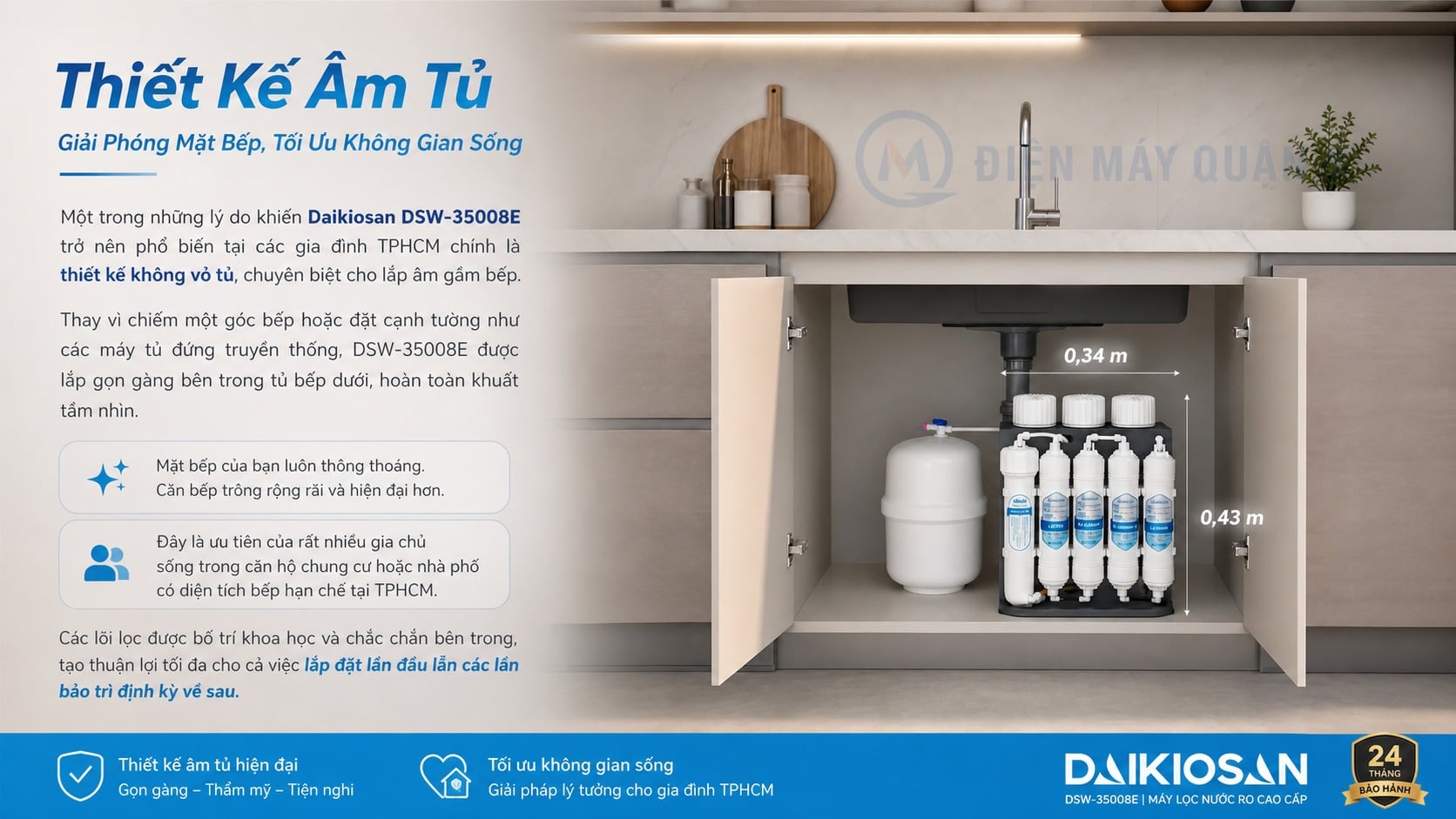Ảnh minh họa Máy lọc nước RO để gầm không vỏ tủ Daikiosan DSW-35008E 1