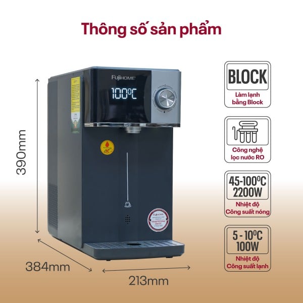 Ảnh minh họa Máy lọc nước RO nóng lạnh Fujihome WP302C 3