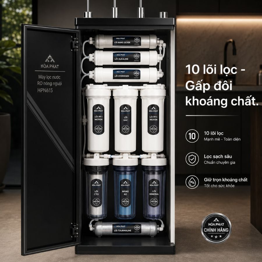 Ảnh minh họa Máy lọc nước RO nóng nguội Hòa Phát HPN615 3