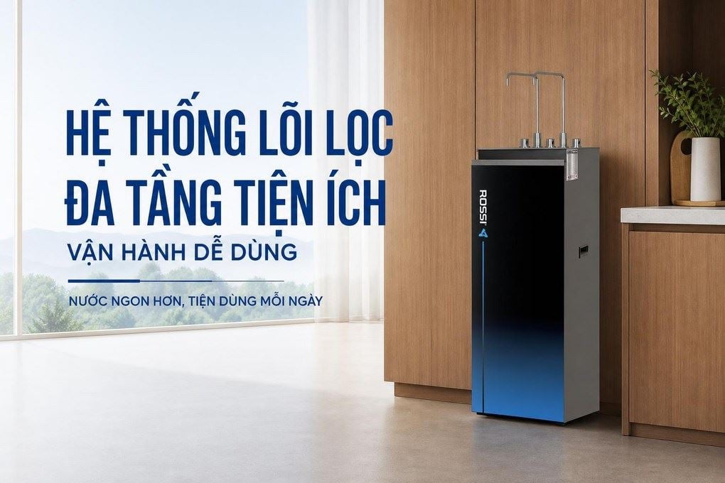 Ảnh minh họa Máy lọc nước RO nóng nguội lạnh Hydrogen Rossi RA-X96D 12 lõi 1