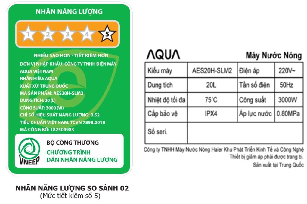 Ảnh minh họa Máy nước nóng gián tiếp AQUA 20 lít 3000W AES20H-SLM2 3