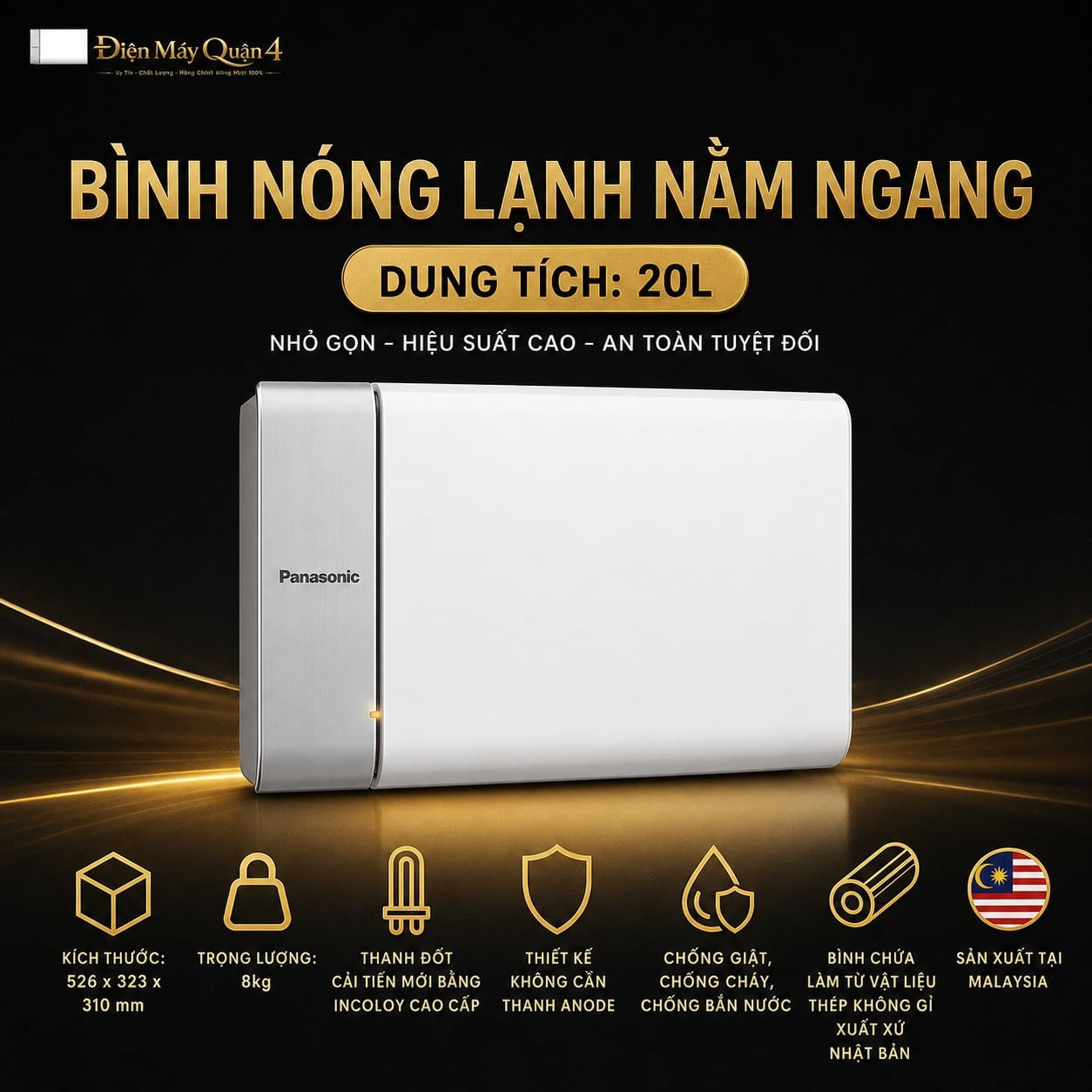 Máy nước nóng gián tiếp Panasonic 20L incoloy DH-20HBMVWL