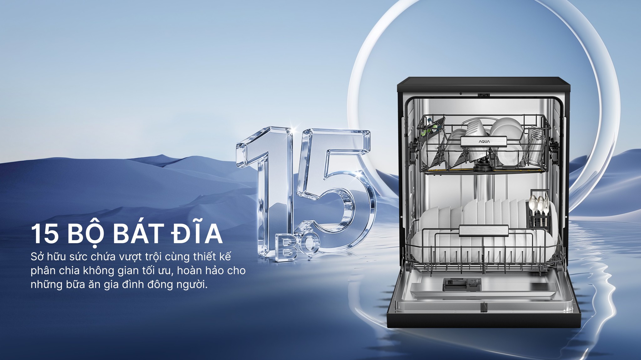 Ảnh minh họa Máy rửa chén độc lập Aqua ADWA15-686BK2VN 2
