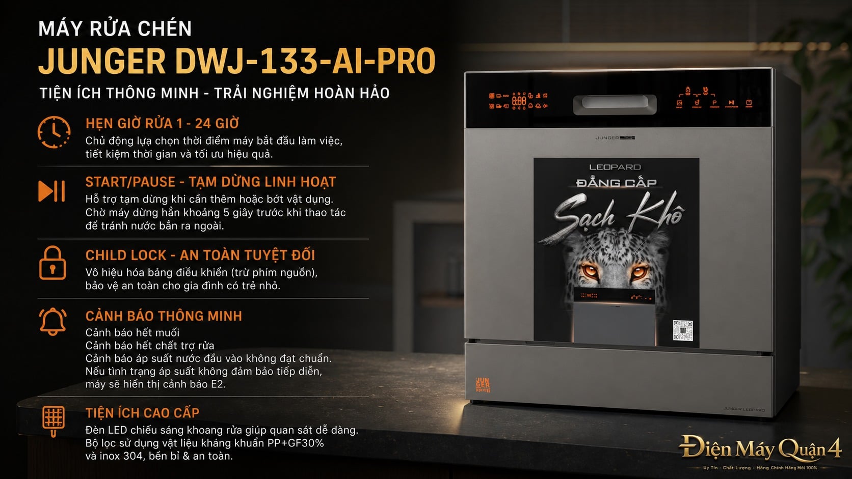 Ảnh minh họa Máy rửa chén Junger DWJ-133-AI-PRO 1