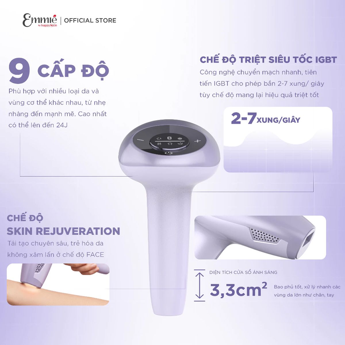 Ảnh minh họa Máy triệt lông lạnh Emmié IPL Xpower Hyper Flash EM518 3