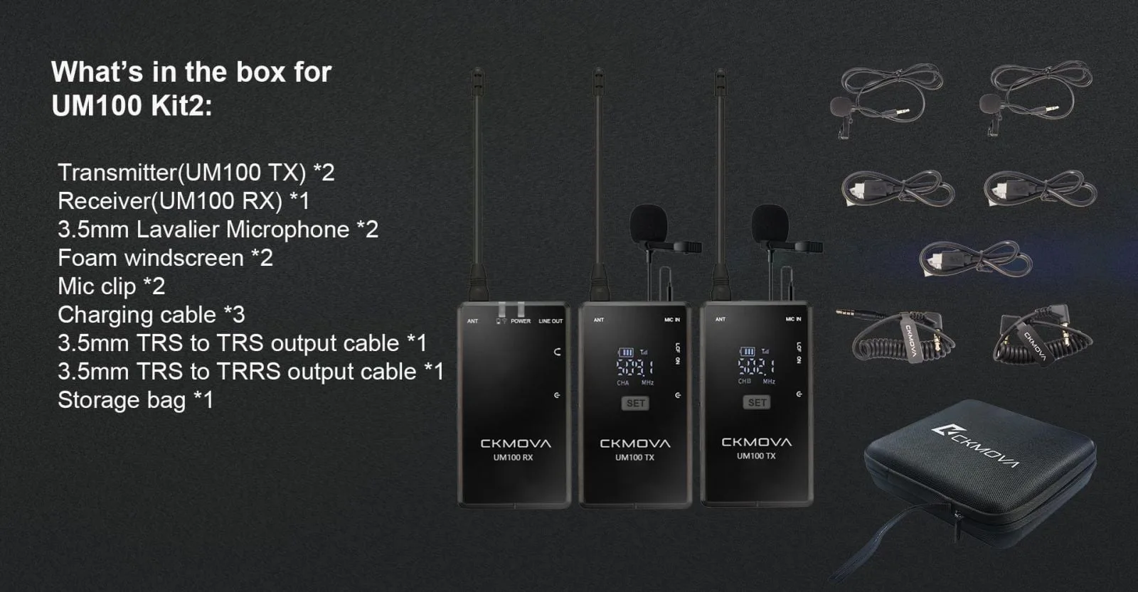Ảnh minh họa Microphone không dây Ckmova UM100 kit 2 3