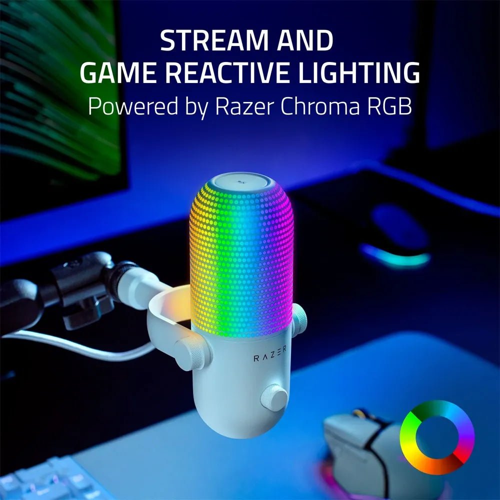Ảnh minh họa Razer Seiren V3 Chroma RGB USB Micro thu âm Streaming với cảm biến chạm tắt tiếng – Micro condenser supercardioid (White) 1
