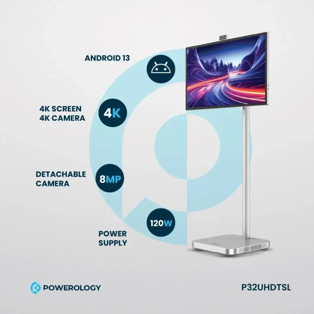 Ảnh minh họa Powerology 32" Máy tính bảng thông minh Android 4K UHD kèm chân đế – 8GB RAM, 128GB Storage, Wi-Fi 6 (Silver) 2