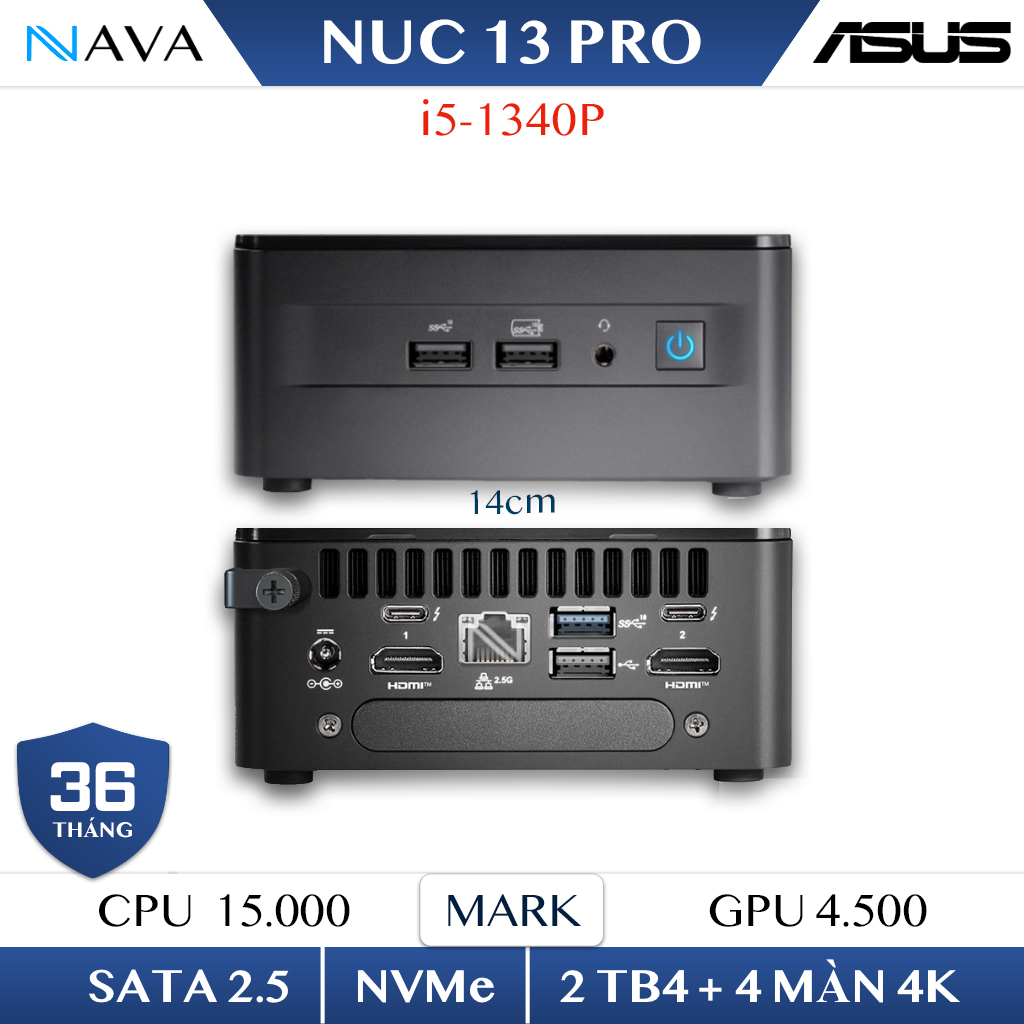 Mini PC ASUS NUC 13 Pro RNUC13ANHI50000l - Core i5-1340P - PCIe4.0