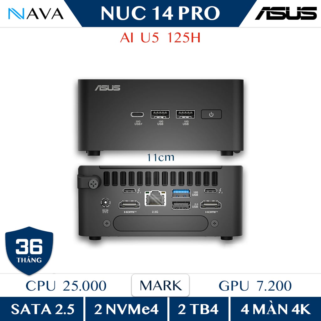 Mini PC ASUS NUC 14 Pro RNUC14RVHU500001I - Ultra 5 125H