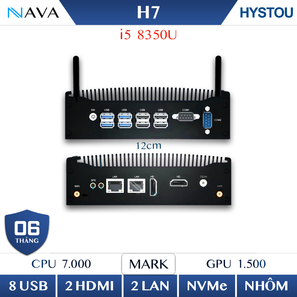 Mini PC công nghiệp không quạt HYSTOU H7 - Core i5-8350U