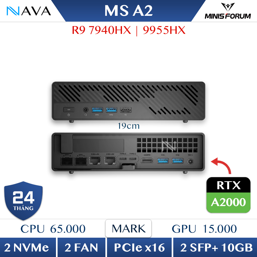 Mini PC Minisforum MS-A2 - Ryzen 9 7940HX/9955HX