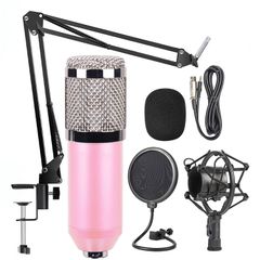  BM-800 Network K-Song Màu Hồng – Bộ micrô chống sốc kim loại cao cấp chuyên dụng 