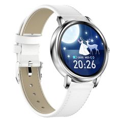  MK20 Leather Strap Silver – Đồng hồ thông minh màn hình IPS 1.09 inch, IP67, đa chức năng 