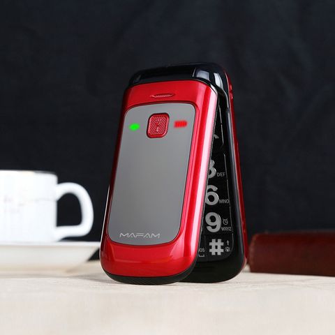 Điện thoại lật Mafam F138 Đỏ – 2.4 inch, phím lớn, Dual SIM, SOS, Magic Voice