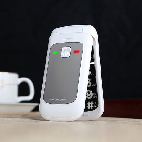 Điện thoại lật Mafam F138 Trắng – 2.4 inch, phím lớn, Dual SIM, SOS, Magic Voice