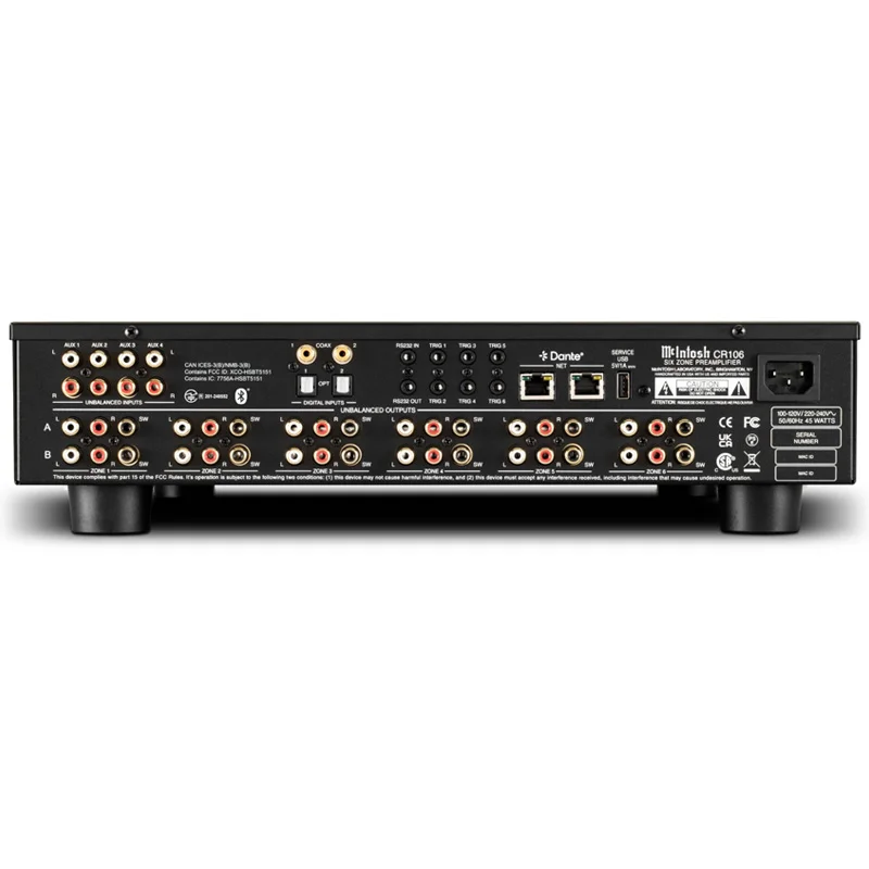 Ảnh minh họa Pre Amply McIntosh CR106, 6 vùng, Coaxial, Optical, ứng dụng McIntosh Connect 2