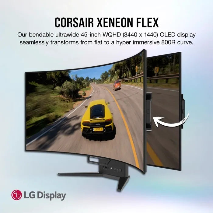 Ảnh minh họa Màn hình gaming OLED UltraWide Corsair Xeneon Flex 45WQHD240 45 inch có thể uốn cong – WQHD 3440x1440, 240Hz, 0.03ms 1