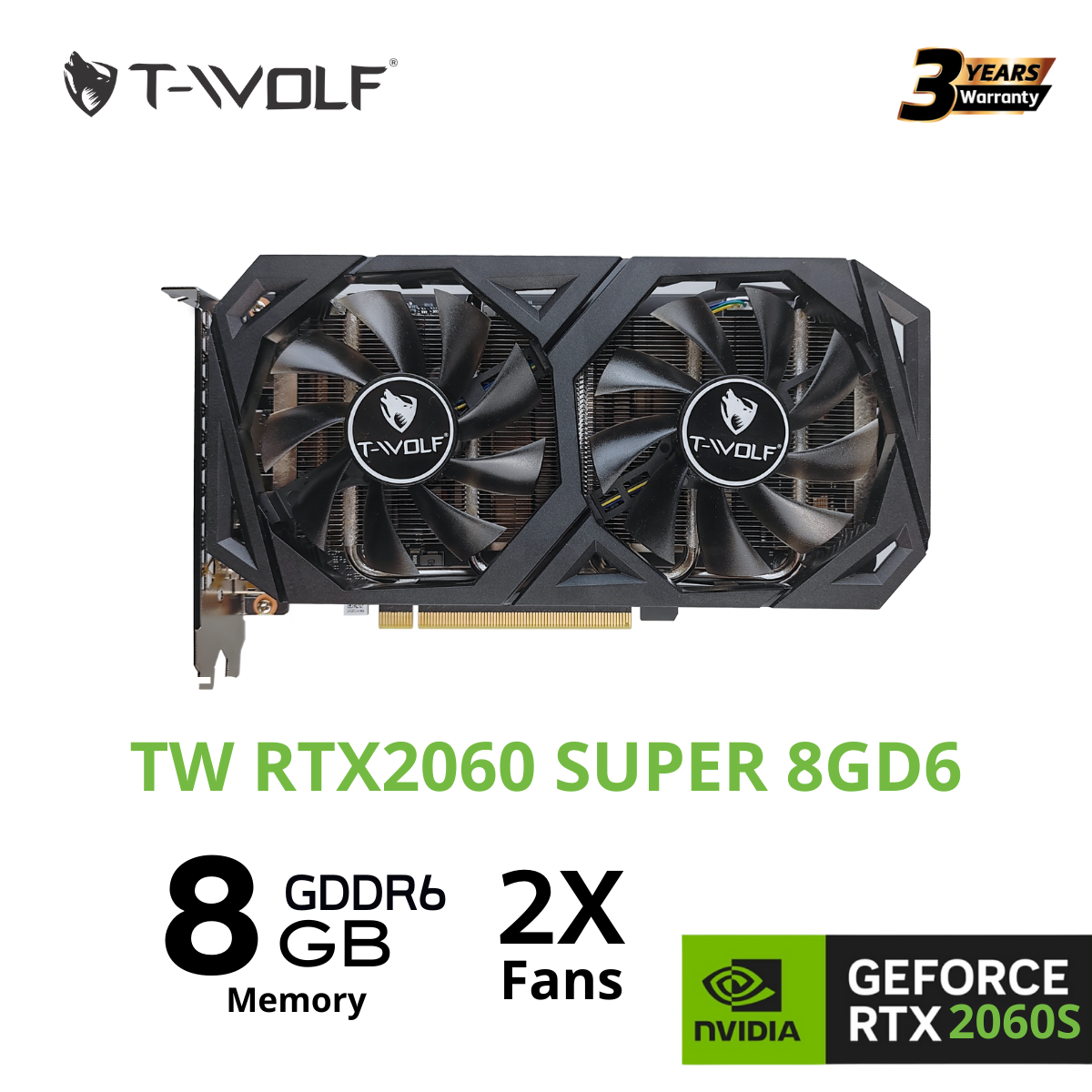 Ảnh minh họa Card màn hình NVIDIA GeForce RTX 2060 Super T-WOLF | 8GB GDDR6, 2176 CUDA, 550W 2