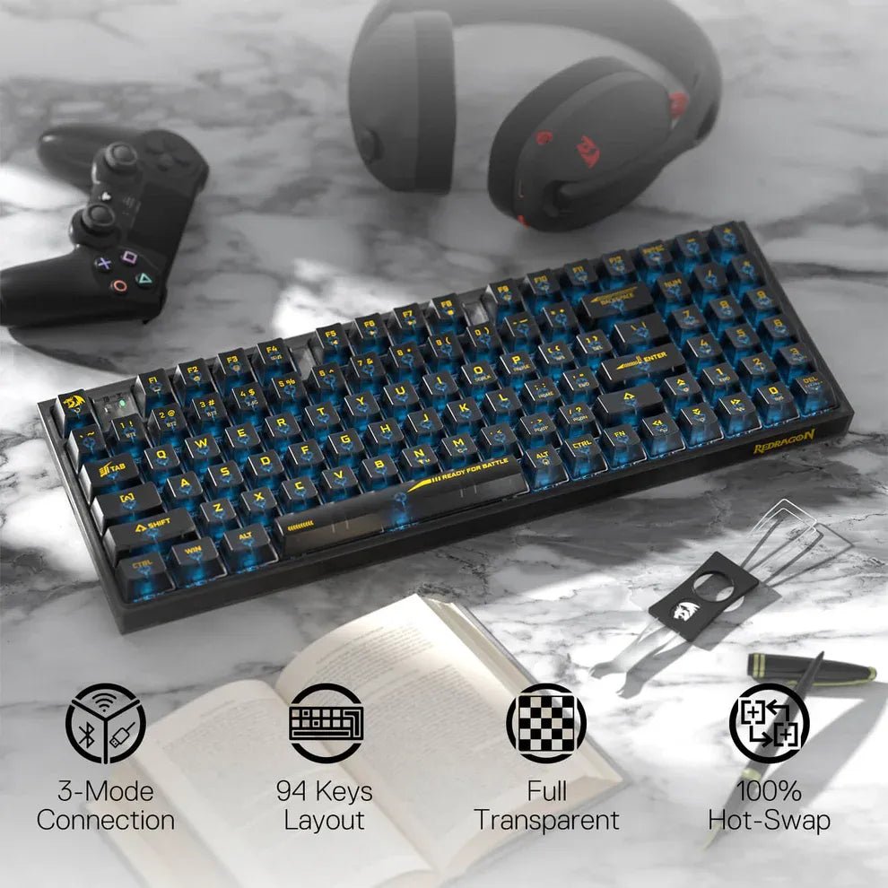 Ảnh minh họa Bàn phím cơ chơi game không dây 94 phím Redragon Irelia Pro – Thay nóng, Kết nối ba chế độ, Switch tuyến tính tùy chỉnh 1