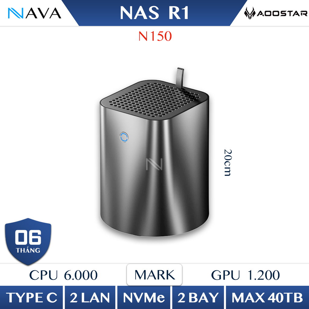 NAS AOOSTAR R1 2 bay - Intel N150 - Hỗ trợ 40TB