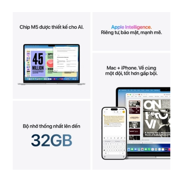 Ảnh minh họa Laptop Apple MacBook Air M5 13 inch Sky Blue MDHK4SA/A (M5/ Ram 24GB/ SSD 1TB/ 13 inch/ MacOS/ 1Y/ Sky Blue) 2